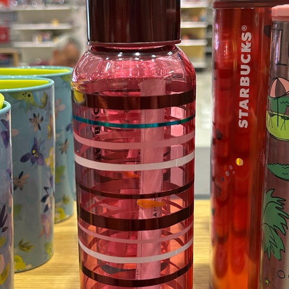 Starbucks Striped Glass Water Bottle Gradient Swirl Taffy Tumbler Cup 20oz New - Picture 7 of 15